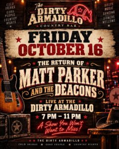 The Dirty Armadillo Friday October 2026 event flyer