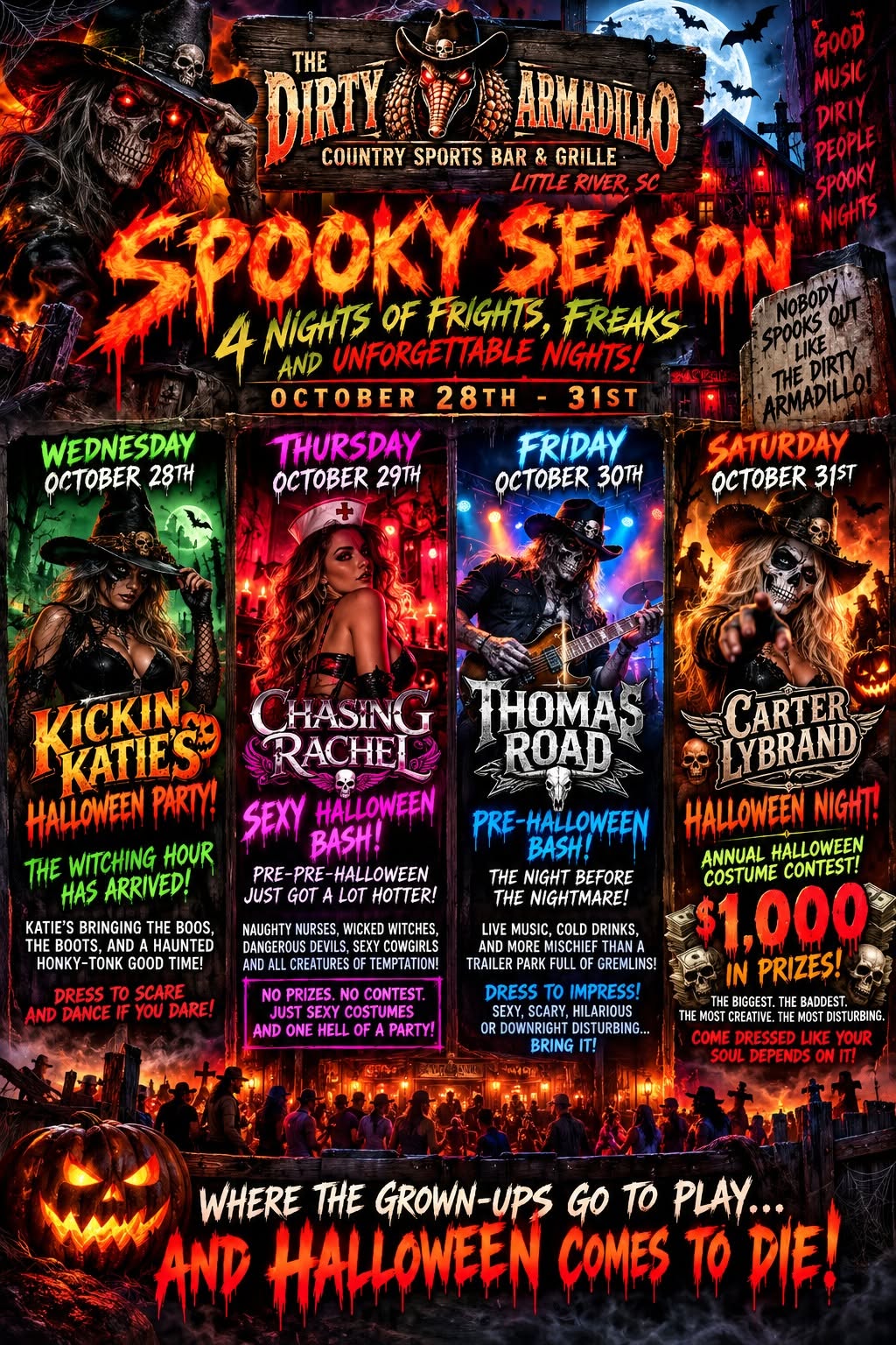 Halloween Week October 28 to 31 at The Dirty Armadillo