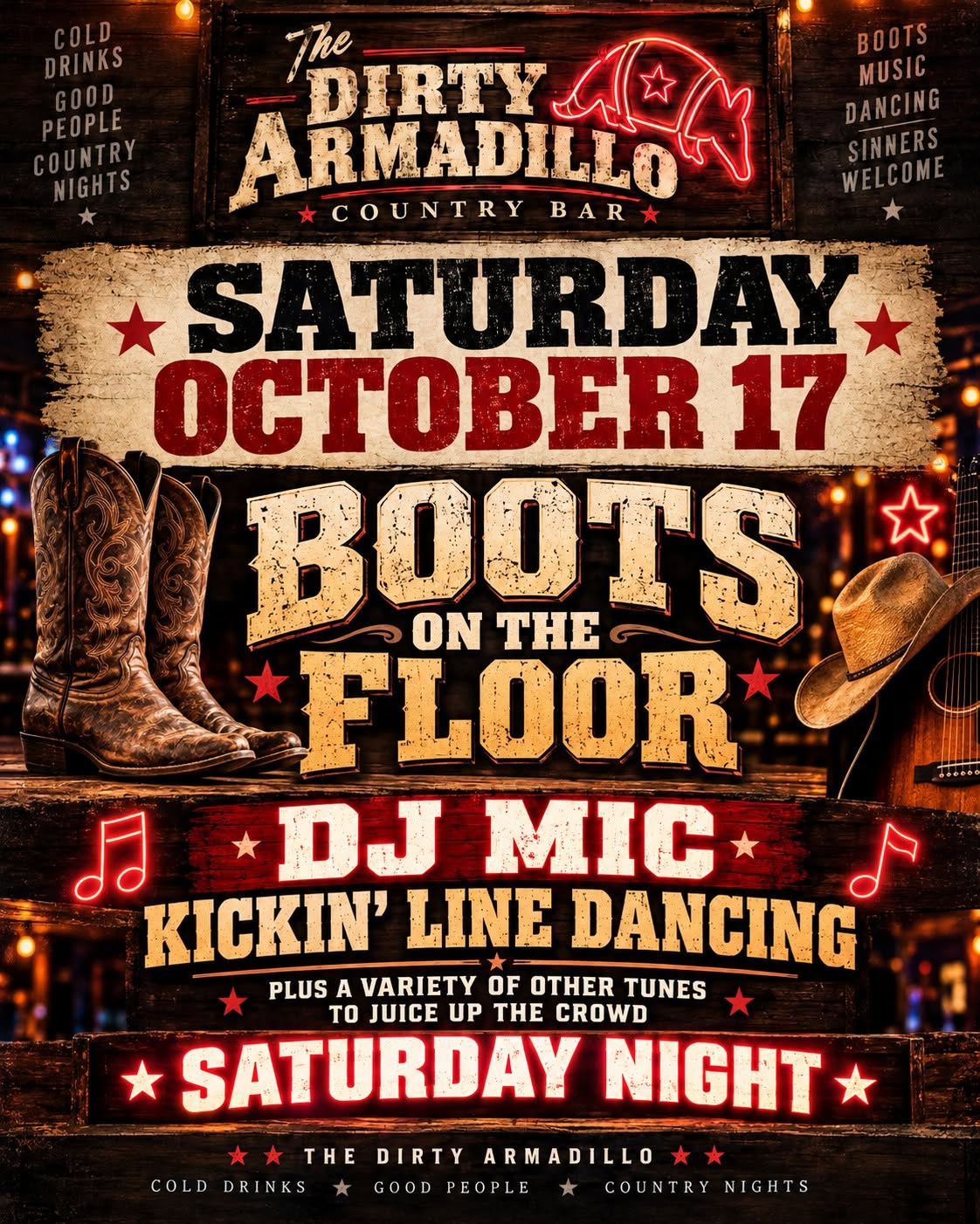 The Dirty Armadillo Saturday October 2026 event flyer