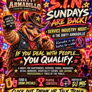 The Dirty Armadillo sunday October 2026 event flyer