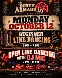 The Dirty Armadillo monday October 2026 event flyer