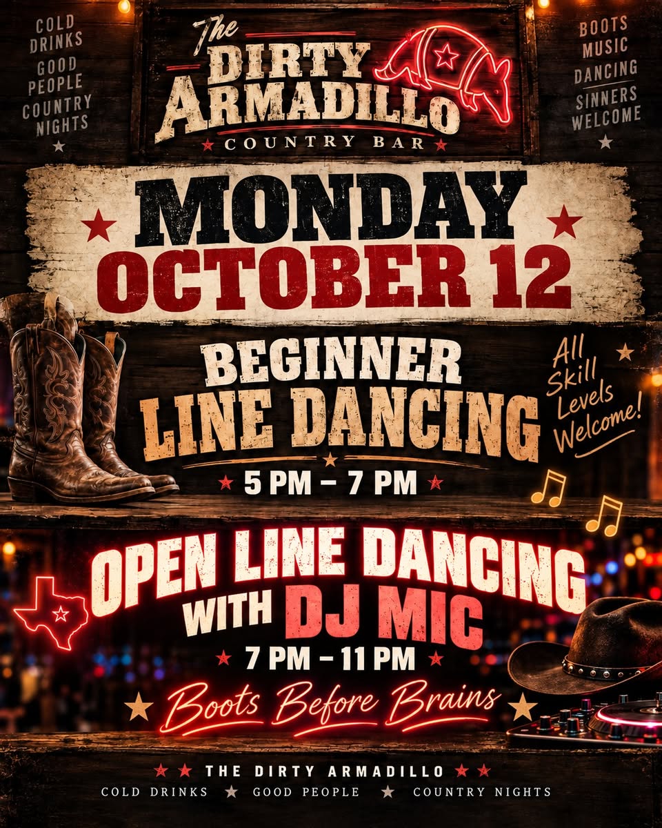 The Dirty Armadillo monday October 2026 event flyer