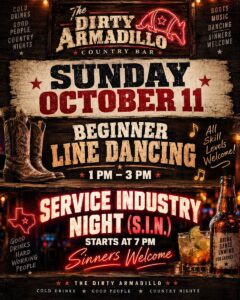 The Dirty Armadillo sunday October 2026 event flyer