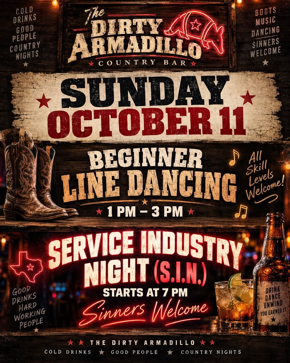 The Dirty Armadillo sunday October 2026 event flyer