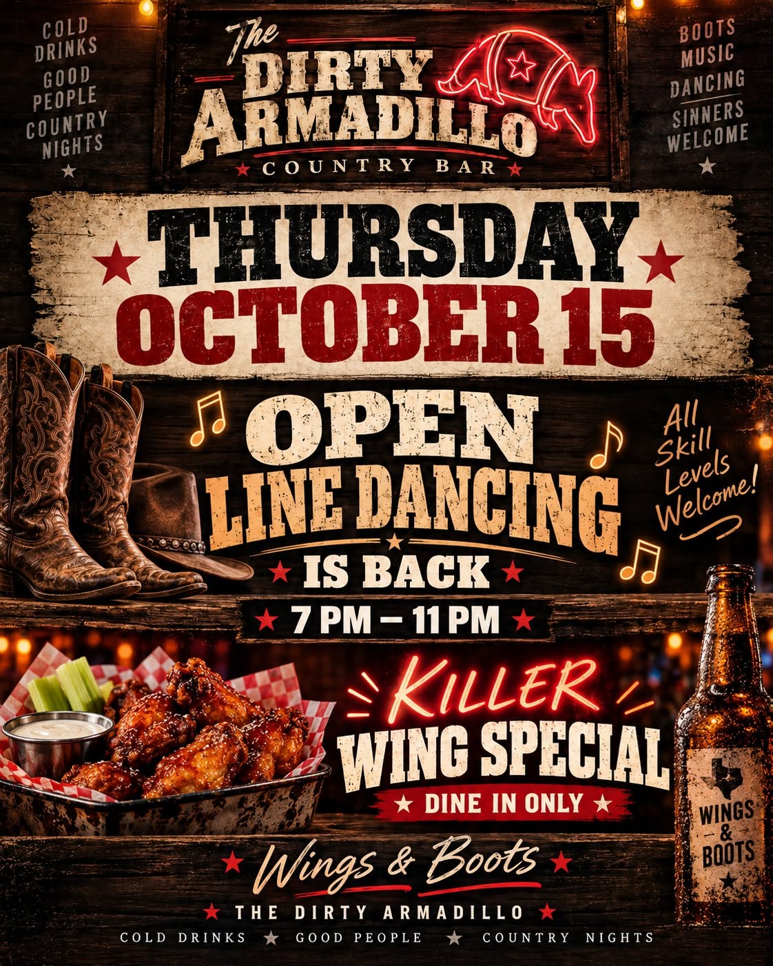 The Dirty Armadillo thursday October 2026 event flyer