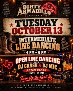 The Dirty Armadillo tuesday October 2026 event flyer