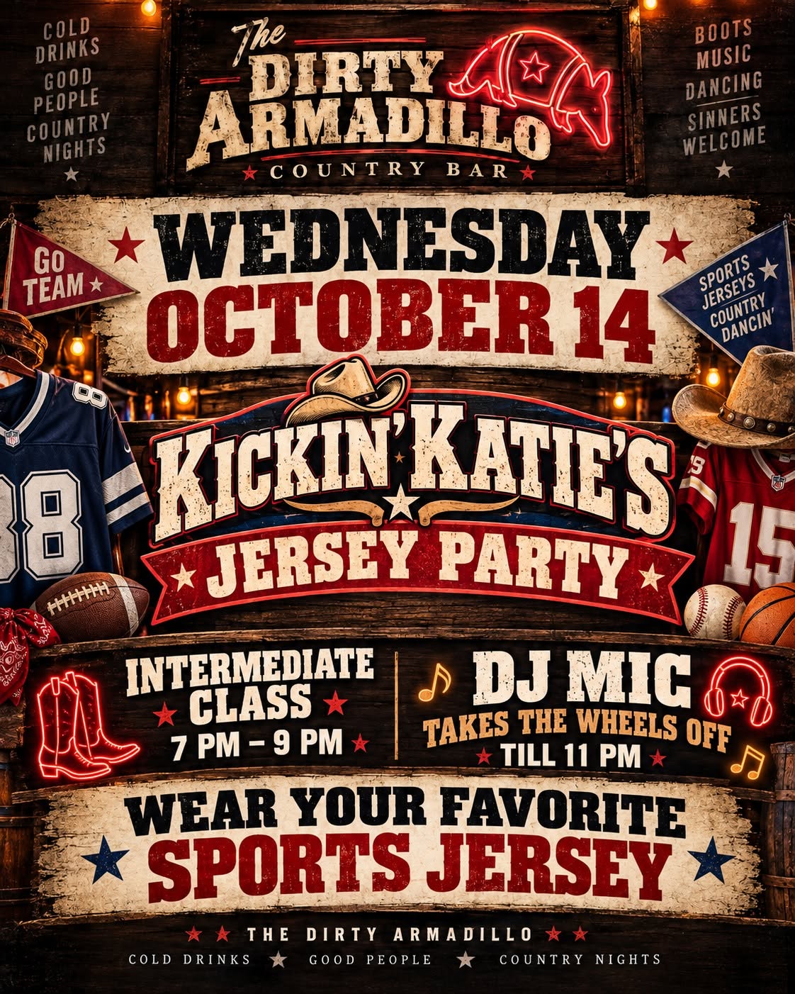 The Dirty Armadillo wednesday October 2026 event flyer